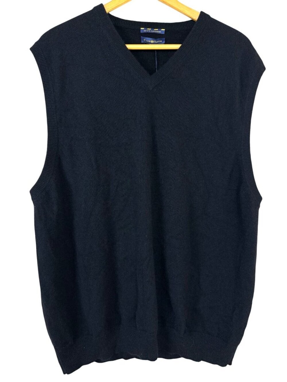 Club Room NEW Estate Cashmere Black Sweater Vest Men XL Minimalist Dark Academia